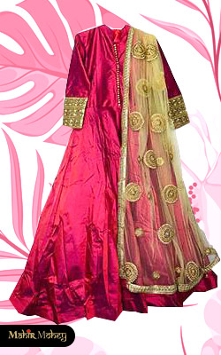 Party Wear Royal Pink Silk Gown